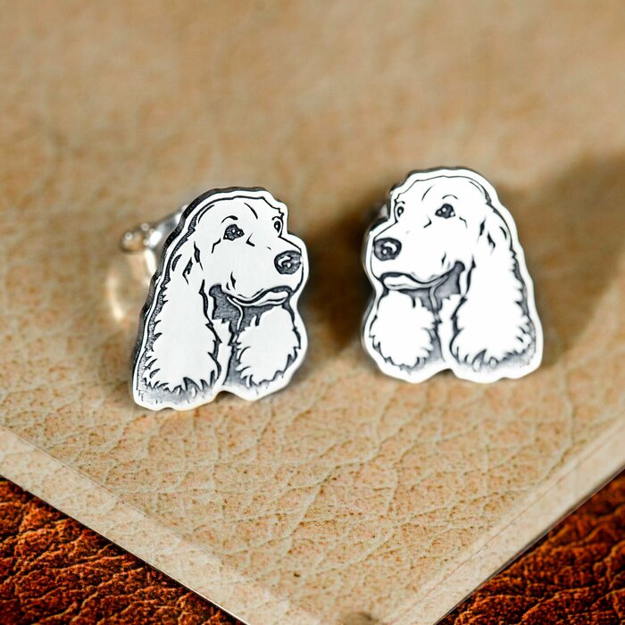 Cercei cocker spaniel - argint 925 - inchidere surub