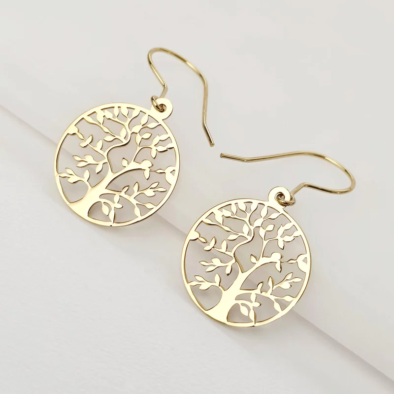 Cercei cu tortita - Copacul vietii - Argint 925 placat cu Aur Galben 18K picture - 4