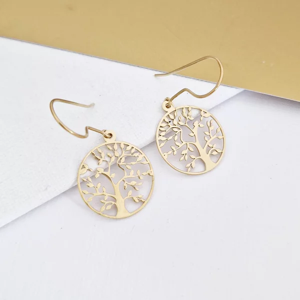 Cercei cu tortita - Copacul vietii - Argint 925 placat cu Aur Galben 18K