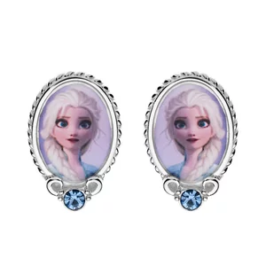 Cercei Disney cu poza color Frozen Elsa - Argint 925 si Cristale