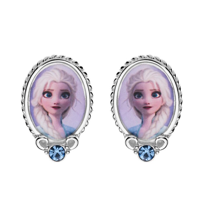 Cercei disney cu poza color frozen elsa - argint 925 si cristale