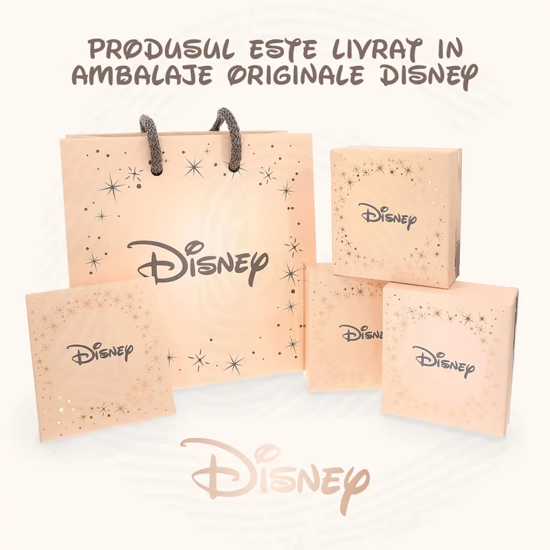 Cercei Disney Minnie Mouse - Otel Medical Inoxidabil Auriu si Cristale Roz picture - 3