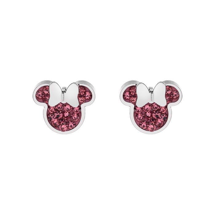 Poze Cercei Disney Minnie Mouse - Otel Medical Inoxidabil si Cristale Roz