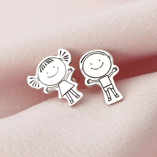 Cercei Fetita si Baiat siluete - Argint 925