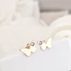 Cercei fluture - model simplu cu cristal Swarovski - Argint 925 placat cu Aur Galben 18K- inchidere surub