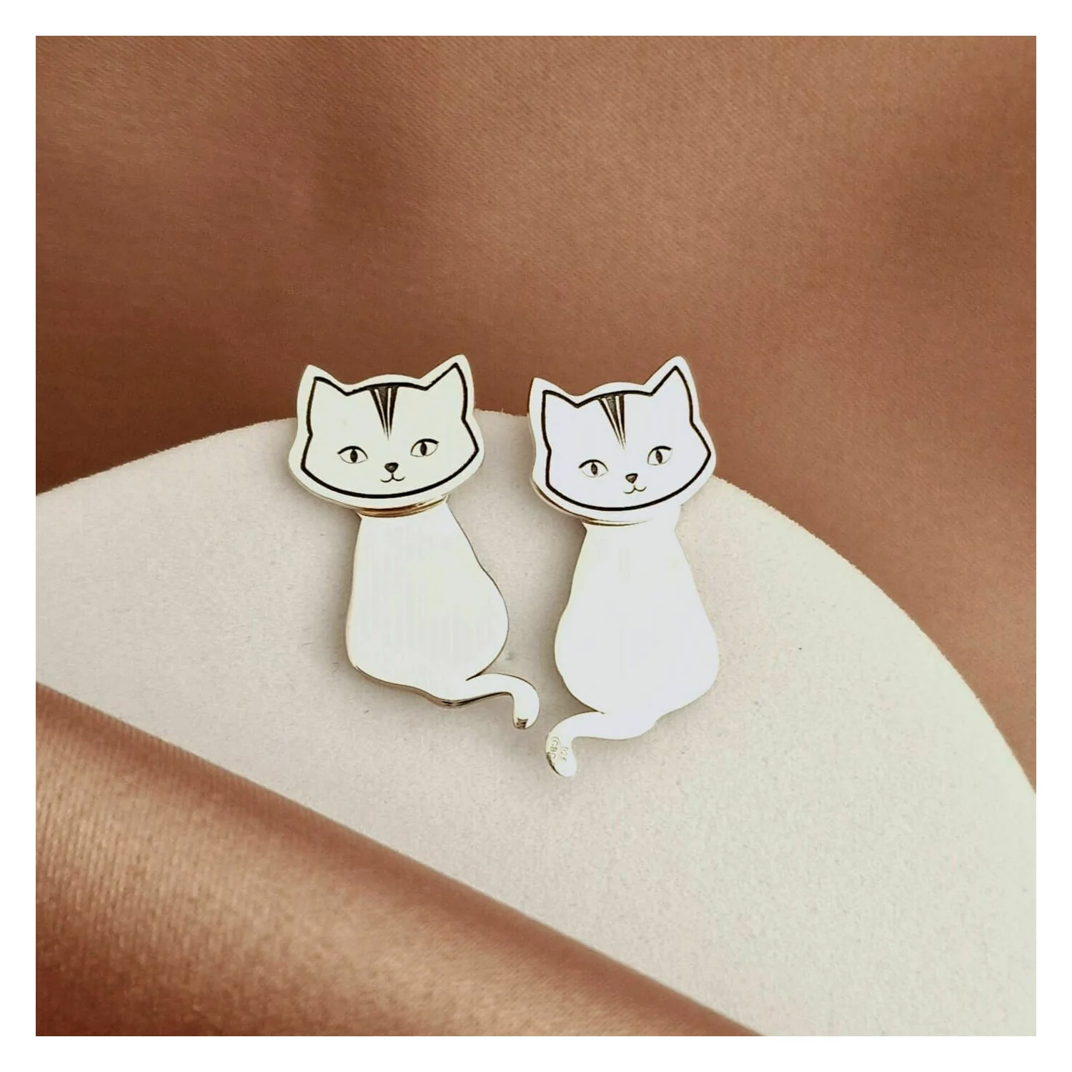 Cercei pisica Hang in there Kitten - Argint 925