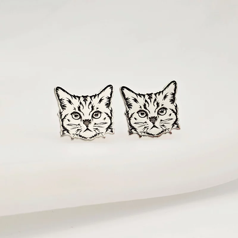 Cercei Pisica Tigrata -  Argint 925, surub picture - 4