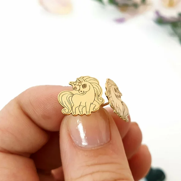 Cercei Unicorn - Aur Galben 14k - surub