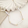 Lantisor cu Perle - Simplitate catifelata - Model sirag de perle stick silver si bilute din Argint 925 placat cu Aur Galben 18K