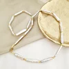 Lantisor cu Perle - Simplitate catifelata - Model sirag de perle stick silver si bilute din Argint 925 placat cu Aur Galben 18K