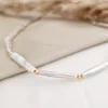 Lantisor cu Perle - Simplitate catifelata - Model sirag de perle stick silver si bilute din Argint 925 placat cu Aur Galben 18K