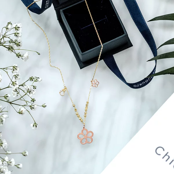 Colier colectia Fairyland - Blooming love - Argint 925 placat cu Aur Galben si Roz 18K