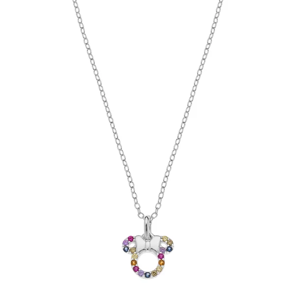 Colier Disney cu pandantiv Minnie Mouse  - Argint 925 si Cubic Zirconia colorate