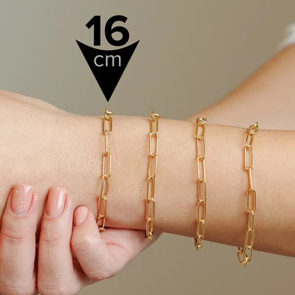 ELM Bratara Zale mari dreptunghiulare - 16 cm - Argint 925 placat cu Aur Galben 18K