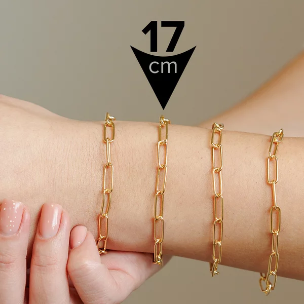 ELM Bratara Zale mari dreptunghiulare - 17 cm - Argint 925 placat cu Aur Galben 18K
