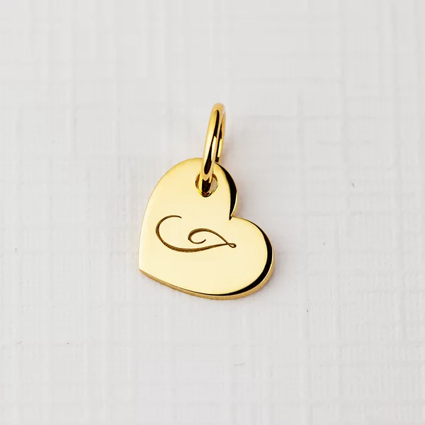 ELM Charm - Inima cu initiala - Argint 925 placat cu Aur Galben 18K