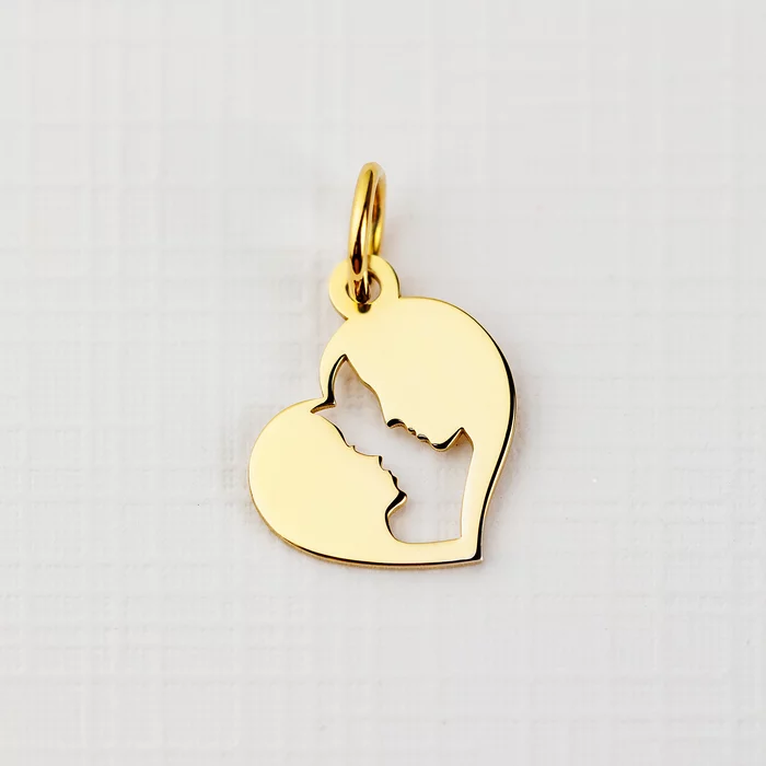ELM Charm - Inima cuplu - Argint 925 placat cu Aur Galben 18K