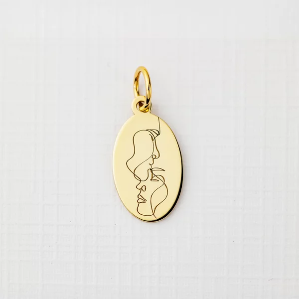 ELM Charm - Oval cuplu - Argint 925 placat cu Aur Galben 18K