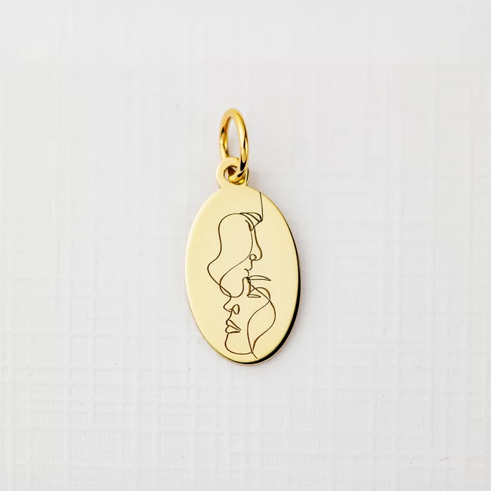 ELM Charm - Oval cuplu - Argint 925 placat cu Aur Galben 18K