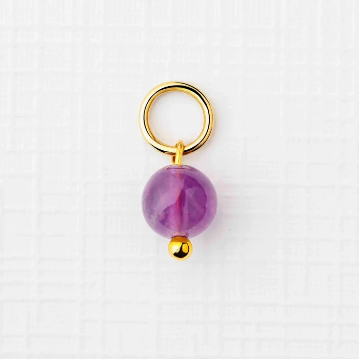 ELM Charm - Picatura de Ametist - Argint 925 placat cu Aur Galben 18K