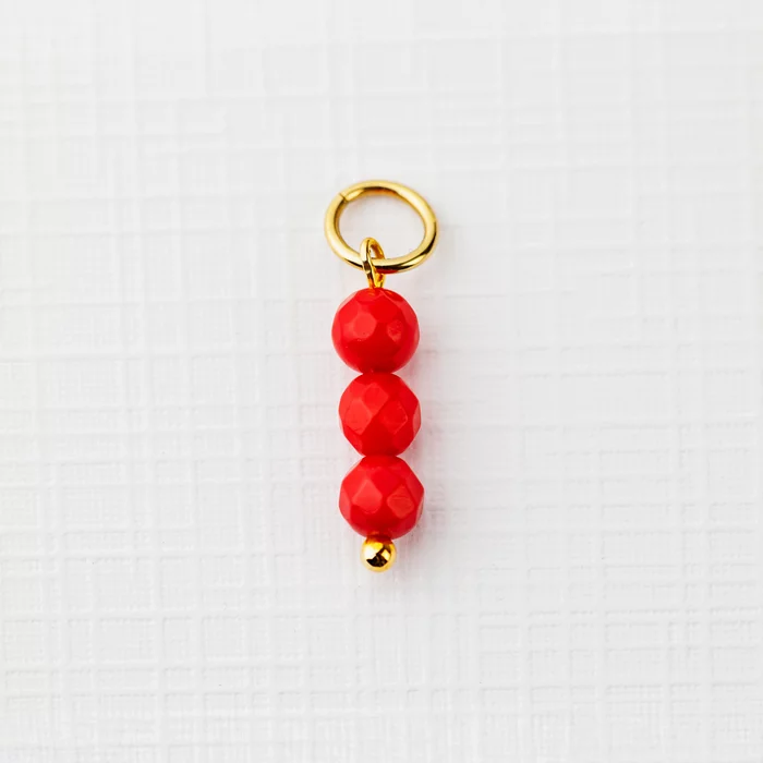 ELM Charm - Sirag 3 Coral fatetat - Argint 925 placat cu Aur Galben 18K