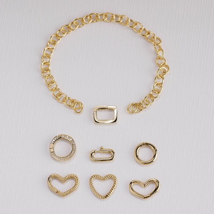 ELM-Round – Bratara baza ROLO – Argint placat cu Aur Galben 18K