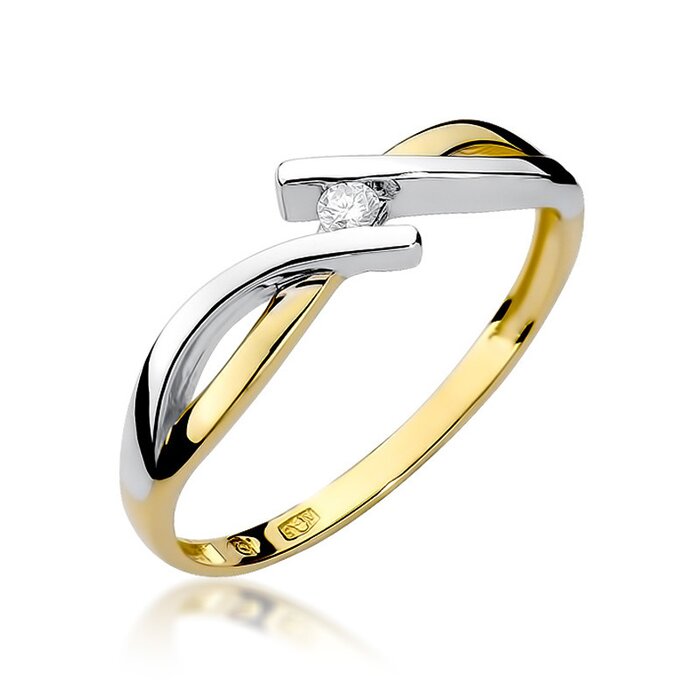 Inel colectia Luxury Aur Galben/Alb 14K cu Diamant 0.04ct