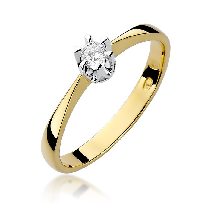 Inel colectia Luxury Aur Galben/Alb 14K cu Diamant 0.10ct