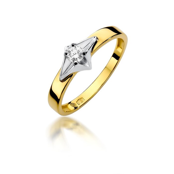 Inel colectia Luxury Aur Galben/Alb 14K cu Diamant 0.10ct