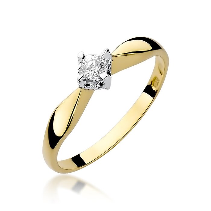 Inel colectia Luxury Aur Galben/Alb 14K cu Diamant 0.12ct