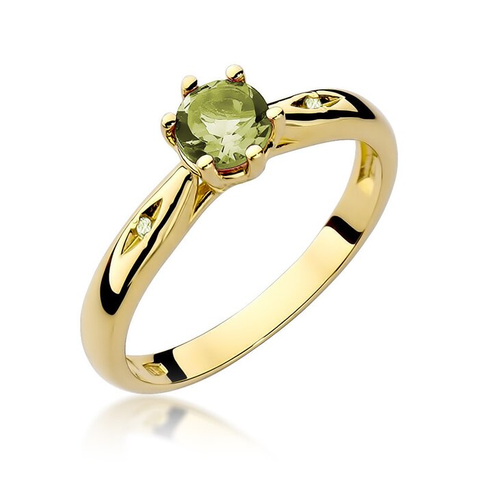 Inel colectia Luxury Aur Galben/Alb 14K cu Peridot 0.60ct