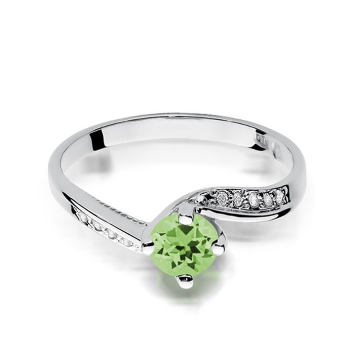 Inel colectia Luxury Aur Galben/Alb 14K cu Peridot 0.60ct