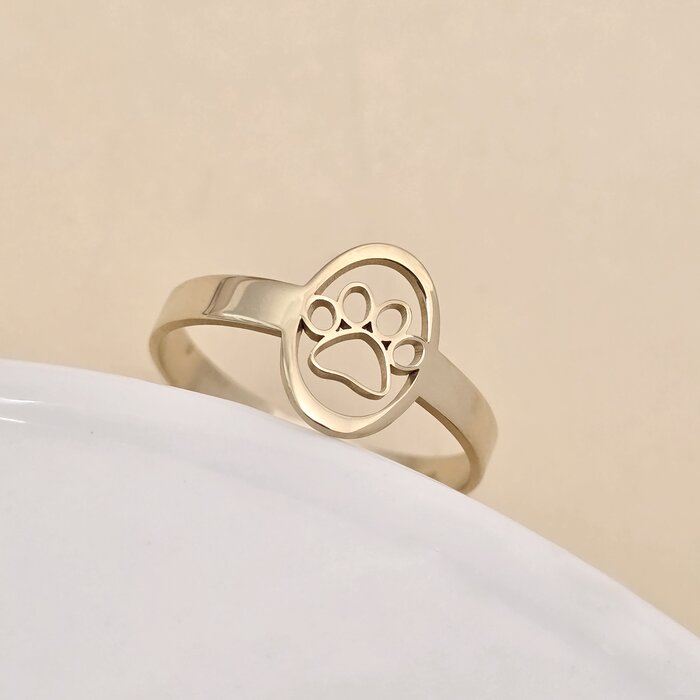 Inel oval Touch of Paw – Argint 925 placat cu Aur Galben 18K