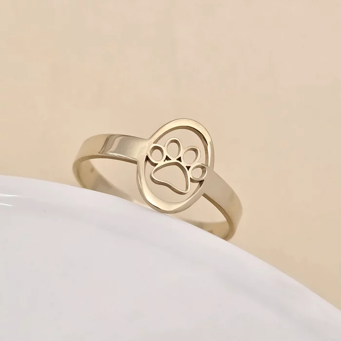 Inel oval Touch of Paw – Argint 925 placat cu Aur Galben 18K
