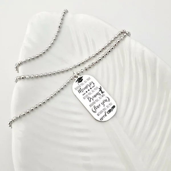 Lant barbatesc - Modern Army Tag - Personalizat cu text absolvire - Argint 925