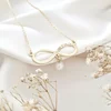 Lant infinit personalizat cu mama si picatura de perla - Argint 925 placat cu Aur Galben 18K