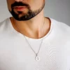 Lant pentru el cu Diamant natural - Pandantiv Busola - Argint 925 Rodiat - Lant barbatesc zale