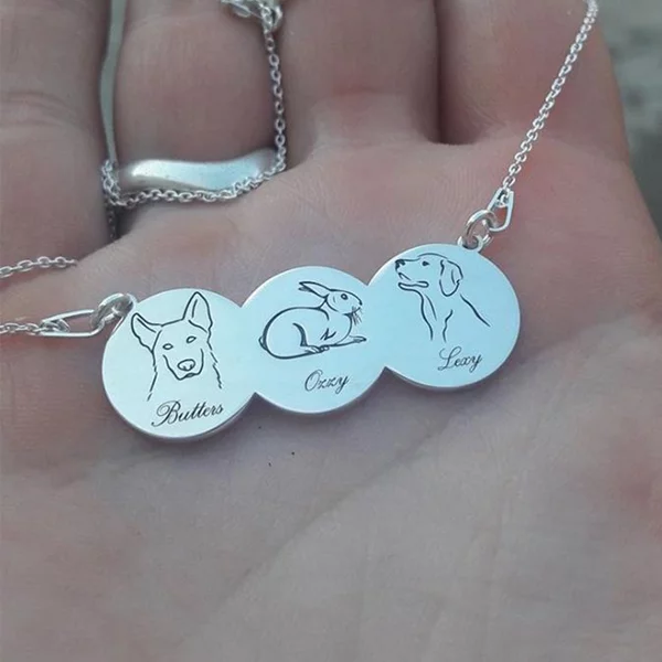 Lantisor 3 Animale gravate - Argint 925