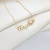 Lantisor Anya, simbol floare si Diamant natural - Argint 925 placat cu Aur Galben 18K