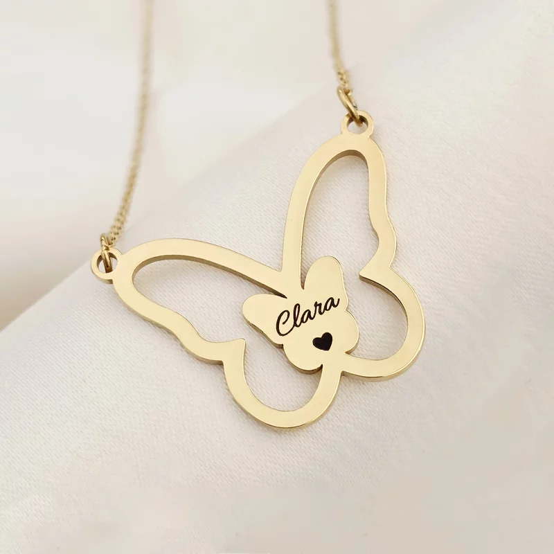 Lantisor Aripi de Poveste - Pandantiv fluture cu nume - Otel Inoxidabil 316L picture - 3