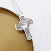Lantisor Chipul lui Iisus pe crucea sfanta - Bijuterie cu Har pentru barbat - Argint 925 Rodiat - Lant cu zale groase