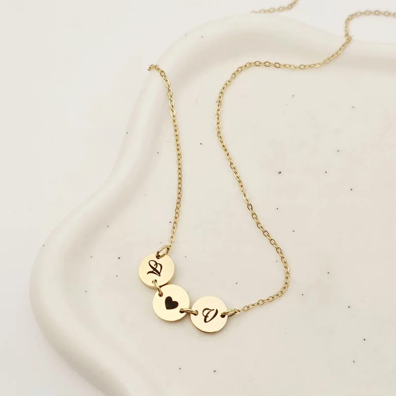 Lantisor Conexiune - 3 Banuti gravati - Otel Inoxidabil 316L picture - 2