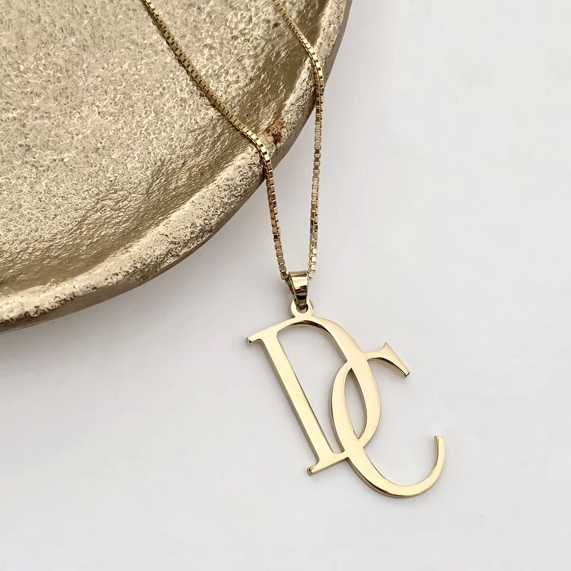 Lantisor cu initiale personalizate - Argint 925 placat cu Aur Galben 18K picture - 2