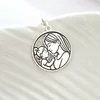 Lantisor cu medalion rotund - Dragoste pura - mama si fetita - Argint 925 - Lant forzatina