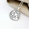 Lantisor cu medalion rotund - Dragoste pura - mama si fetita - Argint 925 - Lant forzatina