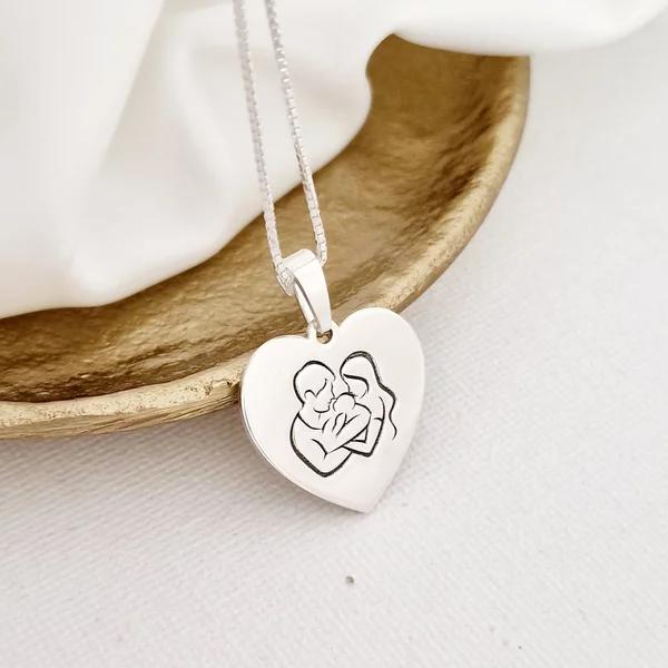 Lantisor cu pandantiv inima - Proaspeti Parinti - Argint 925