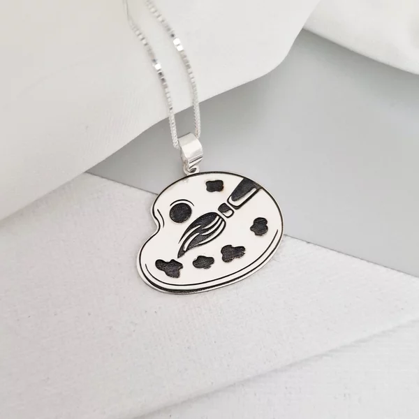 Lantisor cu pandantiv paleta de pictor  - Argint 925, patinat