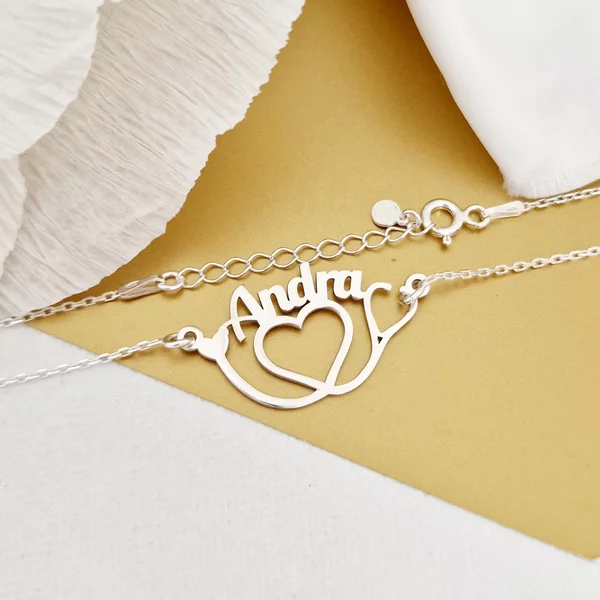 Lantisor cu pandantiv personalizat - Stetoscop si nume decupate - Argint 925