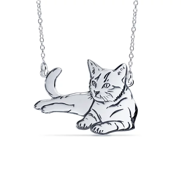 Lantisor personalizat - Pisica intinsa - Argint 925