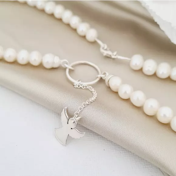 Lantisor cu Perle - Atingere de inger - Model sirag perle cu lantisor in prelungire - Argint 925